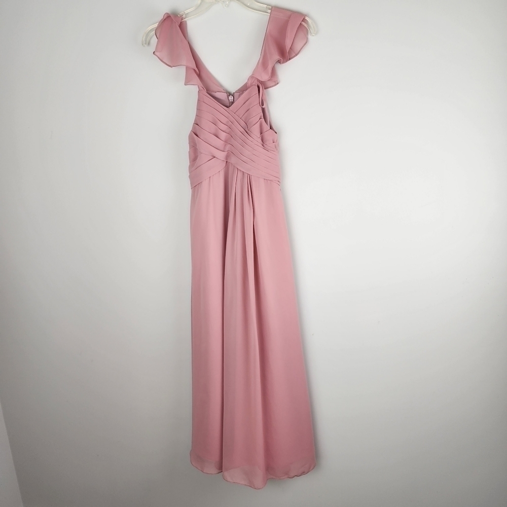 Azazie Women’s Elegant Bridesmaid Maxi Dusty Rose Dress Open Back Zipper Size XS